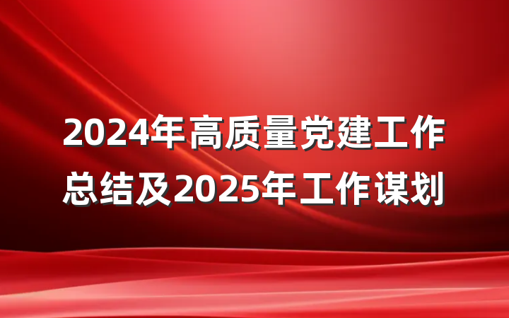 2024年高质量党建工作总结及2025年工作谋划