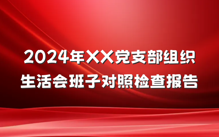 2024年XX党支部组织生活会班子对照检查报告