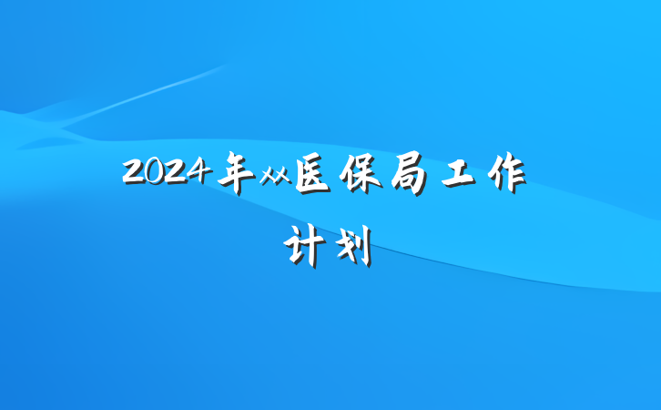 2024年xx医保局工作计划
