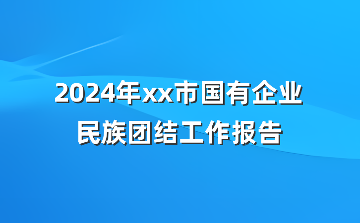 2024年xx市国有企业民族团结工作报告