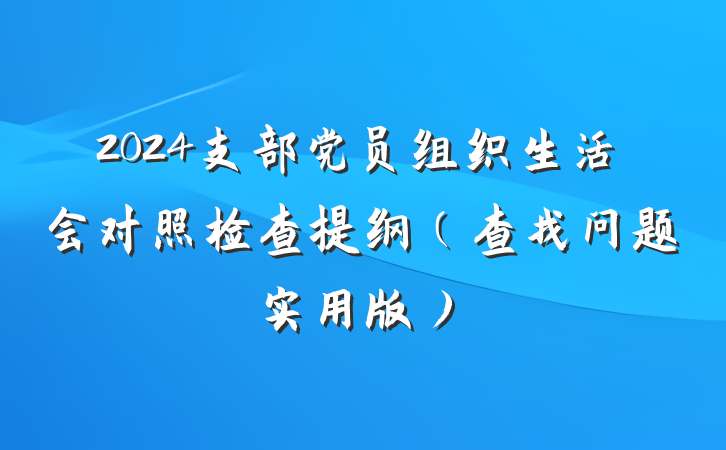 2024支部党员组织生活会对照检查提纲（查找问题实用版）