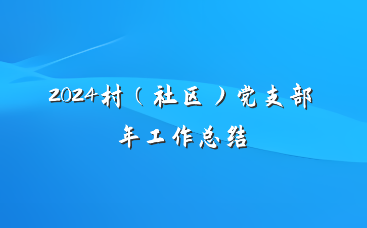 2024村（社区）党支部年工作总结