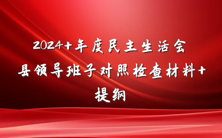 2024 年度民主生活会县领导班子对照检查材料 提纲