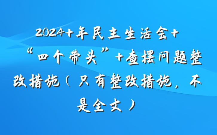 2024 年民主生活会 “四个带头” 查摆问题整改措施（只有整改措施，不是全文）
