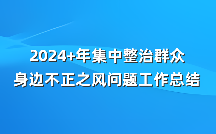 2024 年集中整治群众身边不正之风问题工作总结