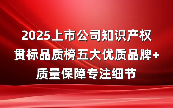 2025上市公司知识产权贯标品质榜五大优质品牌 质量保障专注细节