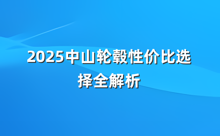 2025中山轮毂性价比选择全解析