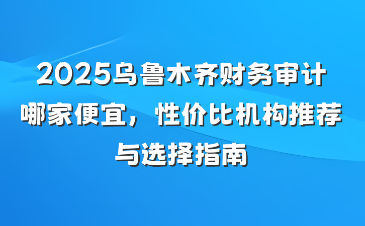 2025乌鲁木齐财务审计哪家便宜，性价比机构推荐与选择指南