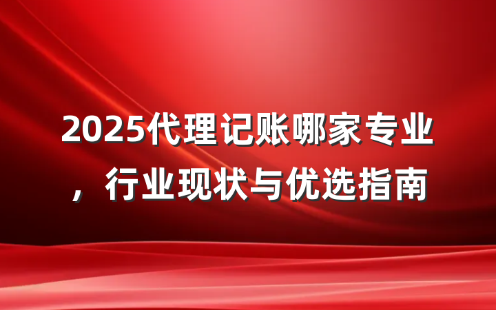 2025代理记账哪家专业，行业现状与优选指南
