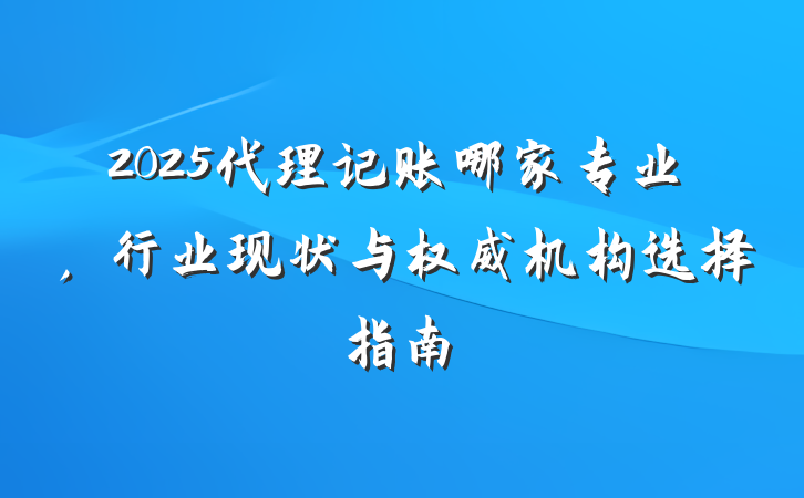 2025代理记账哪家专业，行业现状与权威机构选择指南