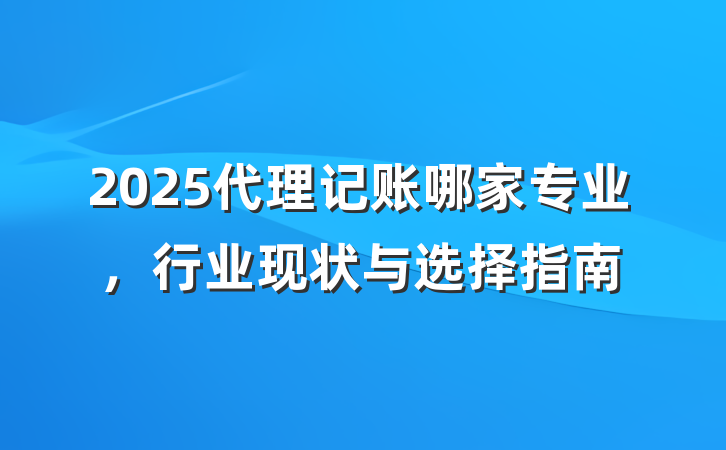 2025代理记账哪家专业,行业现状与选择指南
