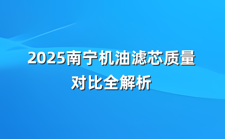 2025南宁机油滤芯质量对比全解析