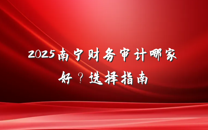 2025南宁财务审计哪家好?选择指南
