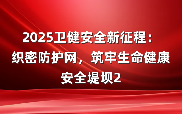 2025卫健安全新征程：织密防护网，筑牢生命健康安全堤坝2