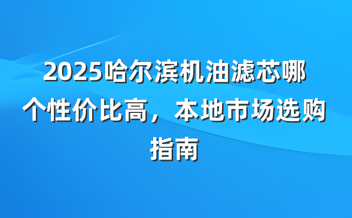 2025哈尔滨机油滤芯哪个性价比高,本地市场选购指南
