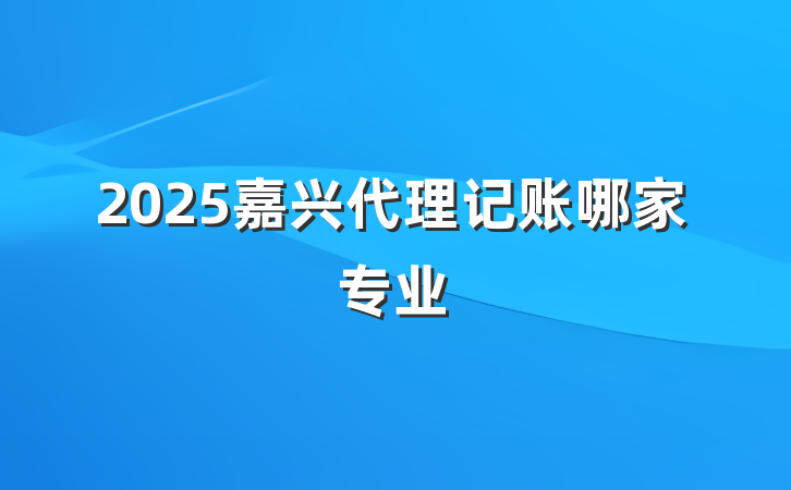 2025嘉兴代理记账哪家专业