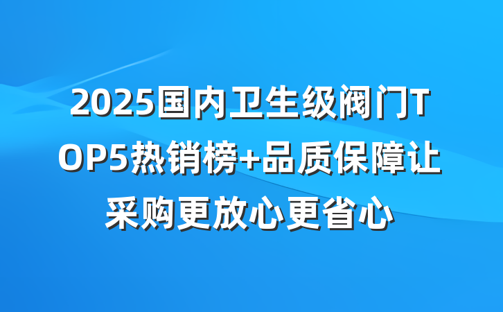 2025国内卫生级阀门TOP5热销榜 品质保障让采购更放心更省心