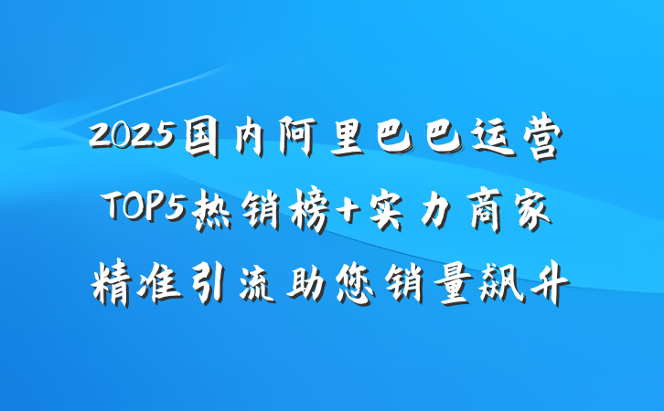 2025国内阿里巴巴运营TOP5热销榜 实力商家精准引流助您销量飙升