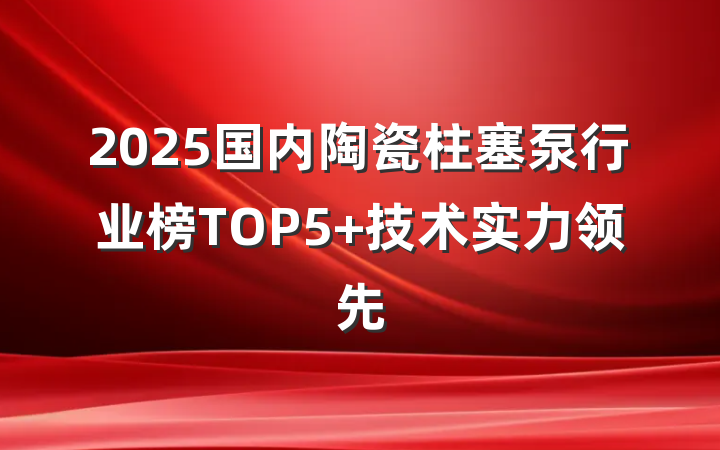 2025国内陶瓷柱塞泵行业榜TOP5 技术实力领先