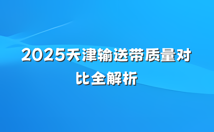 2025天津输送带质量对比全解析