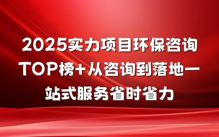 2025实力项目环保咨询TOP榜 从咨询到落地一站式服务省时省力