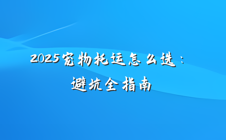 2025宠物托运怎么选:避坑全指南