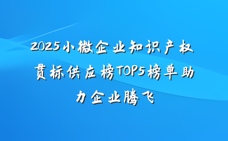 2025小微企业知识产权贯标供应榜TOP5榜单助力企业腾飞