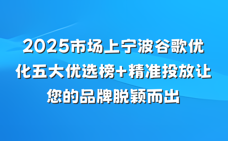 2025市场上宁波谷歌优化五大优选榜 精准投放让您的品牌脱颖而出