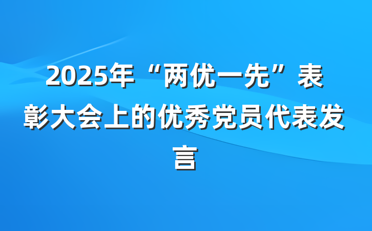 2025年“两优一先”表彰大会上的优秀党员代表发言