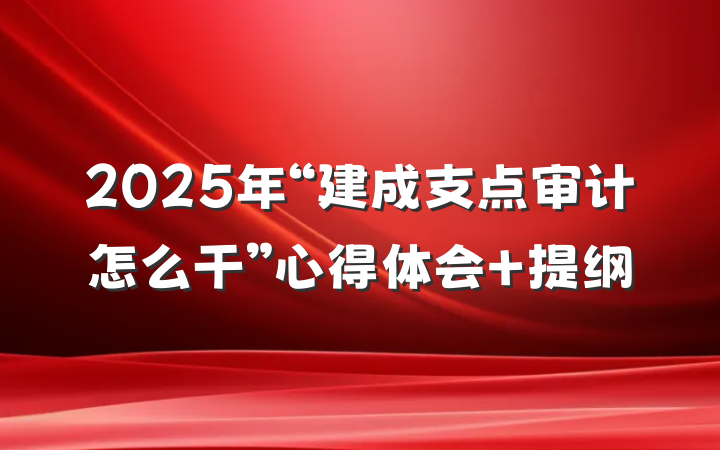 2025年“建成支点审计怎么干”心得体会 提纲