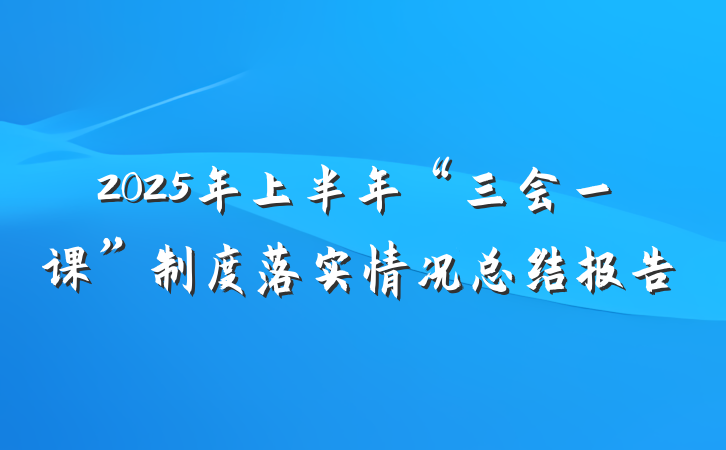 2025年上半年“三会一课”制度落实情况总结报告