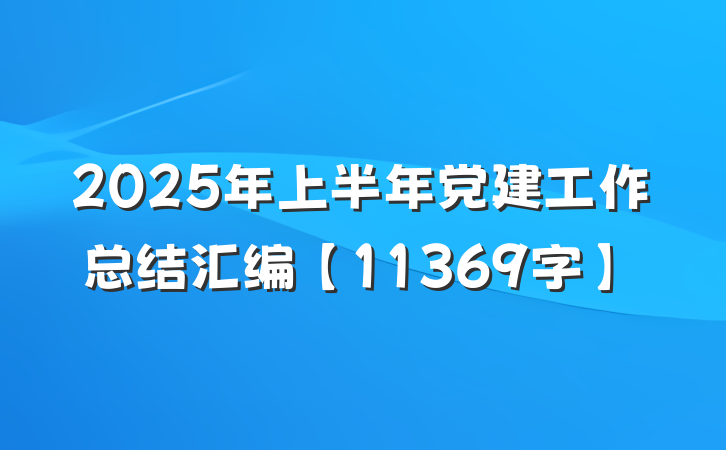2025年上半年党建工作总结汇编【11369字】