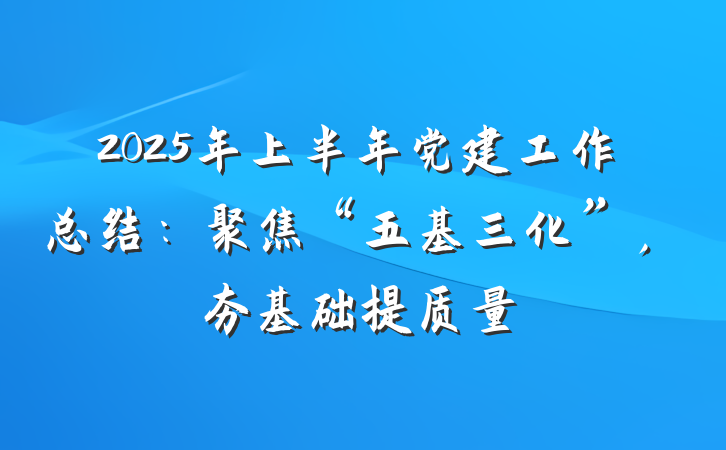 2025年上半年党建工作总结：聚焦“五基三化”，夯基础提质量