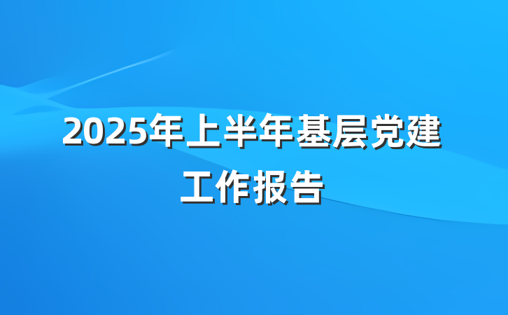 2025年上半年基层党建工作报告