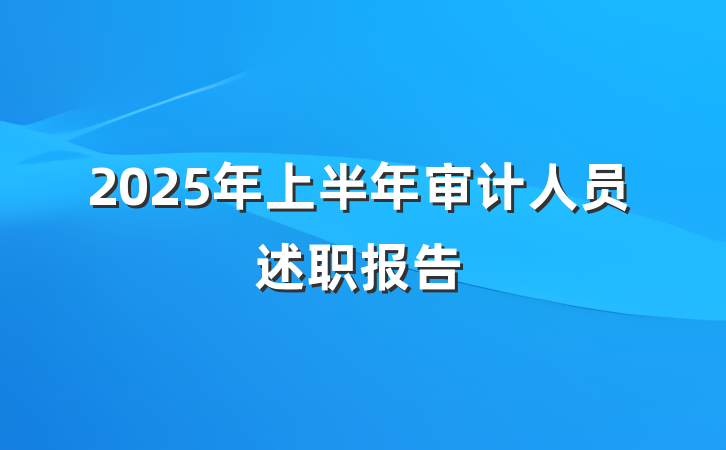 2025年上半年审计人员述职报告
