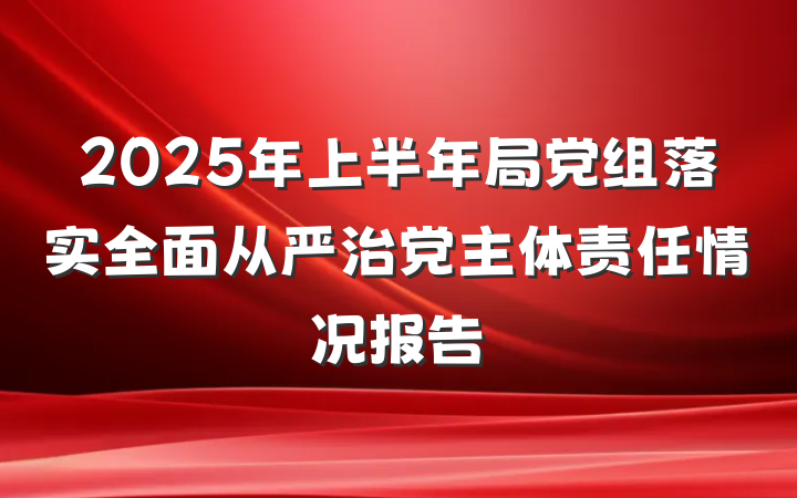 2025年上半年局党组落实全面从严治党主体责任情况报告