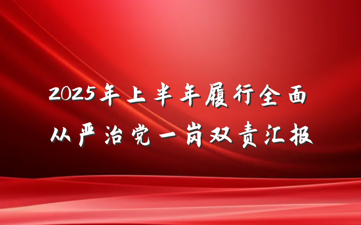 2025年上半年履行全面从严治党一岗双责汇报