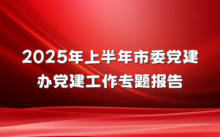 2025年上半年市委党建办党建工作专题报告