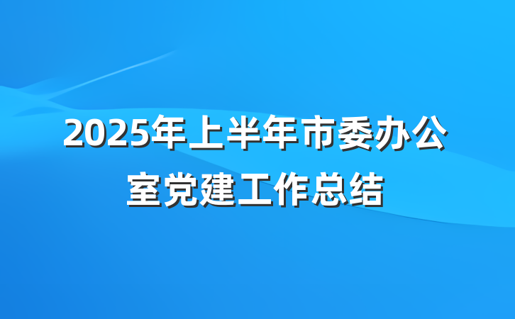 2025年上半年市委办公室党建工作总结