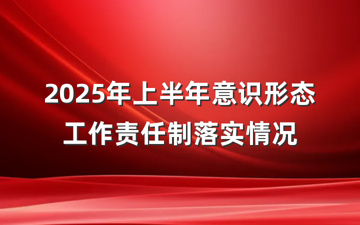 2025年上半年意识形态工作责任制落实情况
