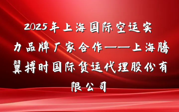 2025年上海国际空运实力品牌厂家合作——上海腾翼搏时国际货运代理股份有限公司