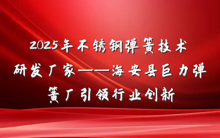 2025年不锈钢弹簧技术研发厂家——海安县巨力弹簧厂引领行业创新
