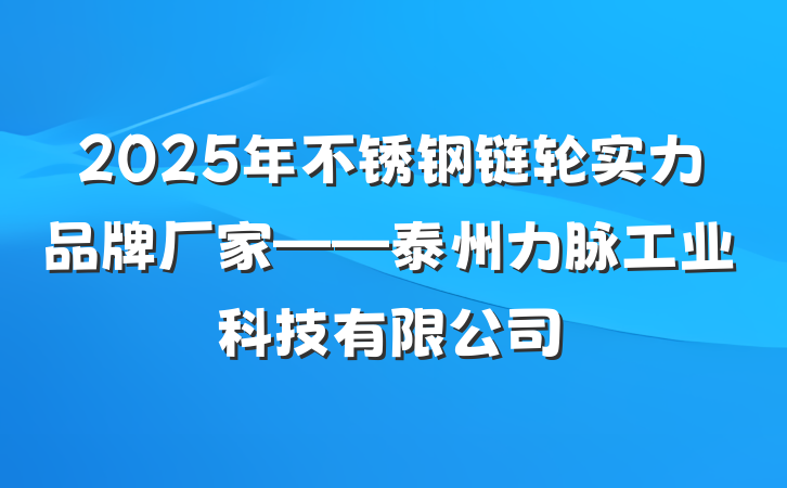 2025年不锈钢链轮实力品牌厂家——泰州力脉工业科技有限公司