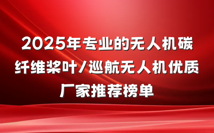 2025年专业的无人机碳纤维桨叶/巡航无人机优质厂家推荐榜单