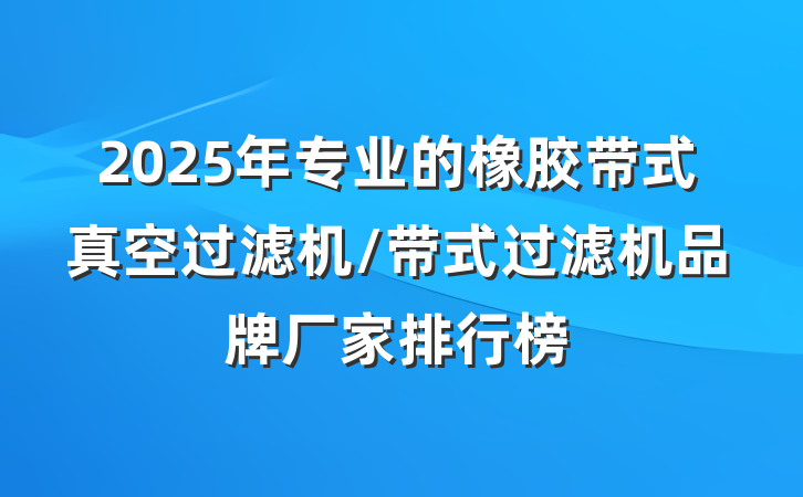 2025年专业的橡胶带式真空过滤机/带式过滤机品牌厂家排行榜