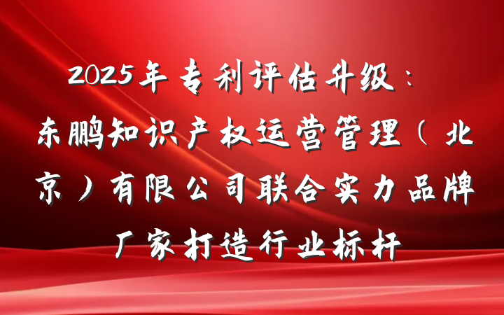 2025年专利评估升级:东鹏知识产权运营管理(北京)有限公司联合实力品牌厂家打造行业标杆