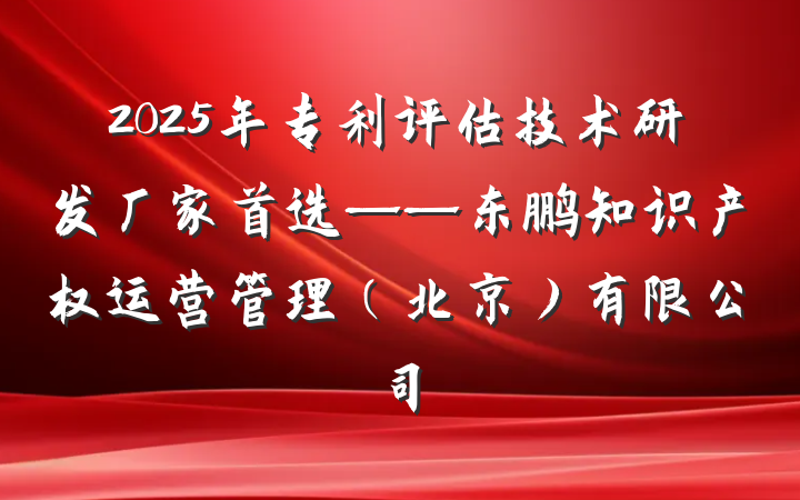 2025年专利评估技术研发厂家首选——东鹏知识产权运营管理(北京)有限公司