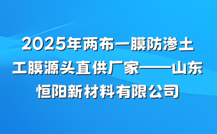 2025年两布一膜防渗土工膜源头直供厂家——山东恒阳新材料有限公司