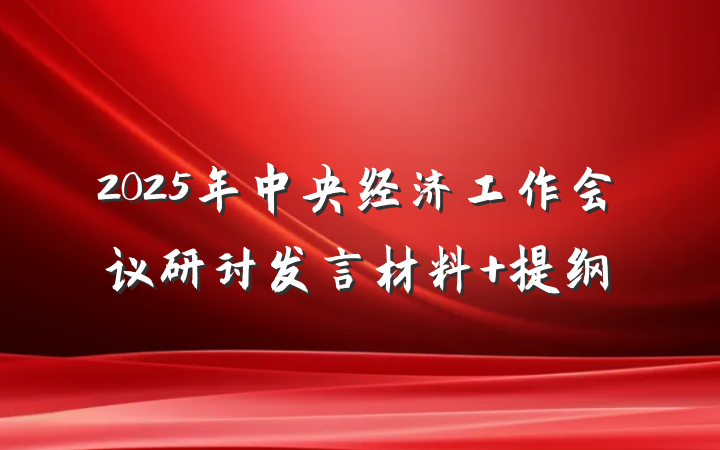 2025年中央经济工作会议研讨发言材料 提纲