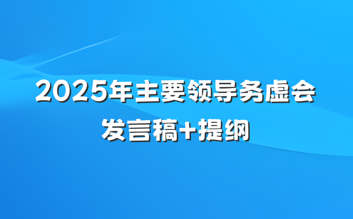 2025年主要领导务虚会发言稿 提纲
